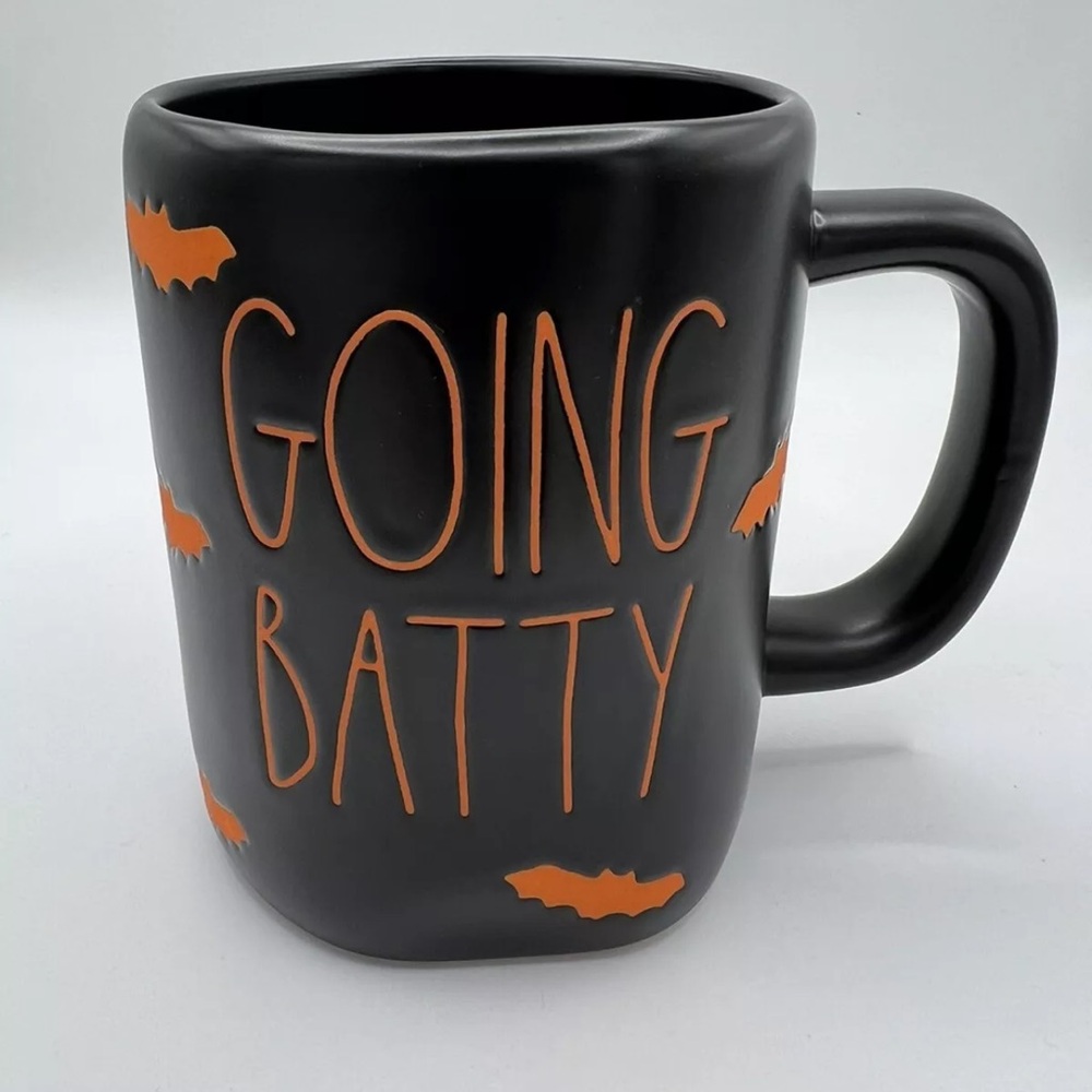 Rae Dunn Mug GOING BATTY Halloween Black and Orange